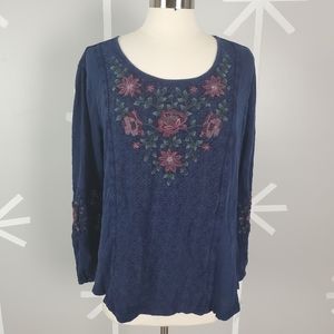 NWT Plus Size 0X Bower Blue Floral Top
